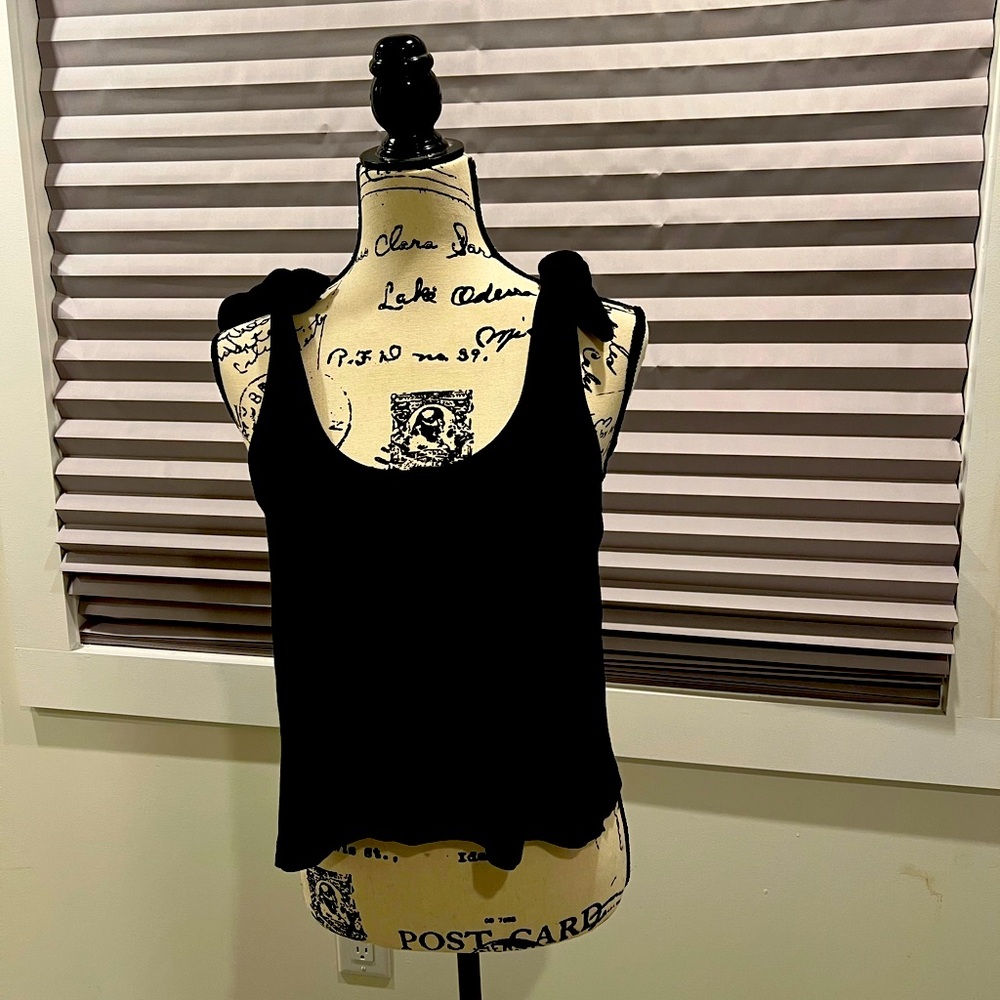 Marine Layer Black Knot-Shoulder Tank Top